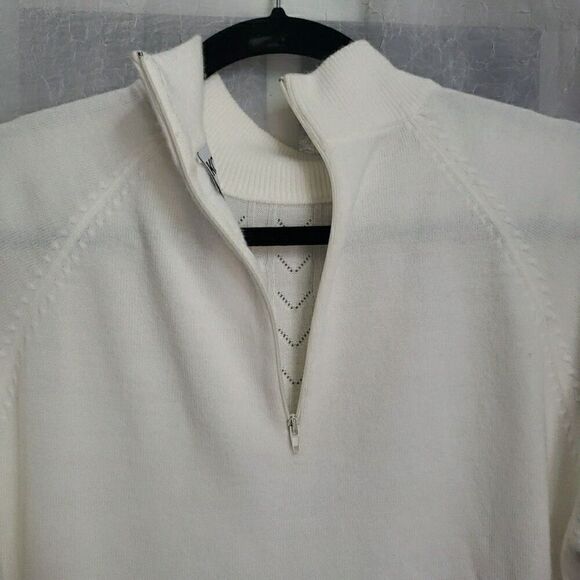 Koret Short Sleeve Sweater Ivory White Back Zipper Preppy Academia Size M - Picture 6 of 10